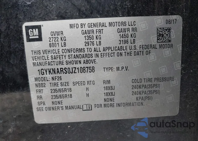 1GYKNARS0JZ108758: 42135437