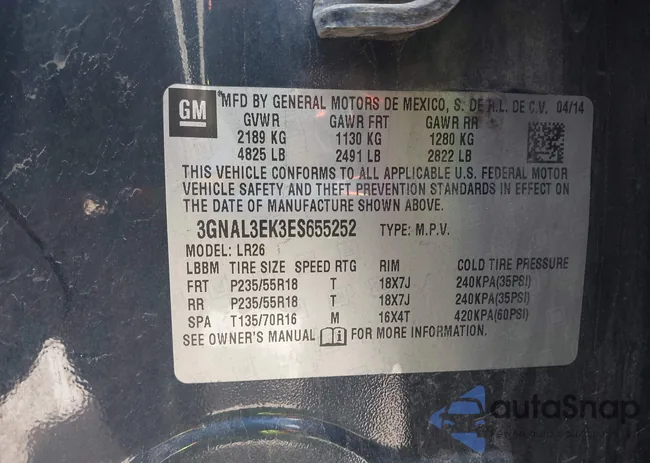 3GNAL3EK3ES655252: 42135440