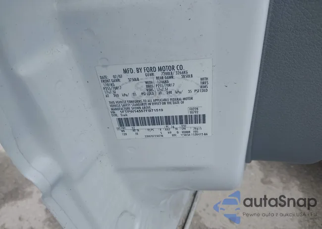 1FTPW14557FB71519: 42136162