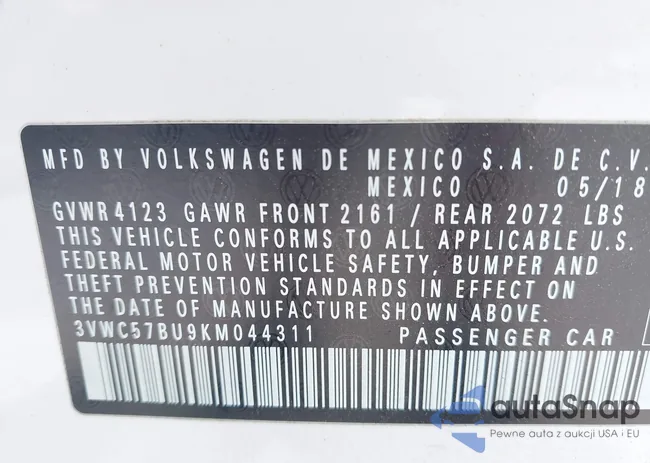 3VWC57BU9KM044311: 42136182