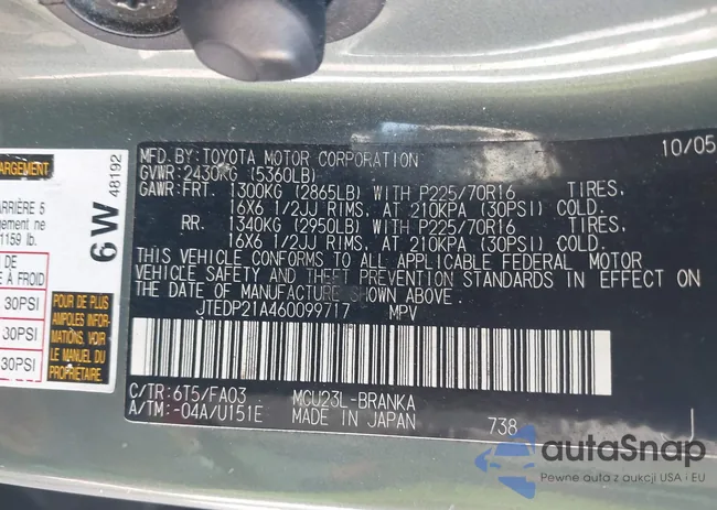 JTEDP21A460099717: 42137761