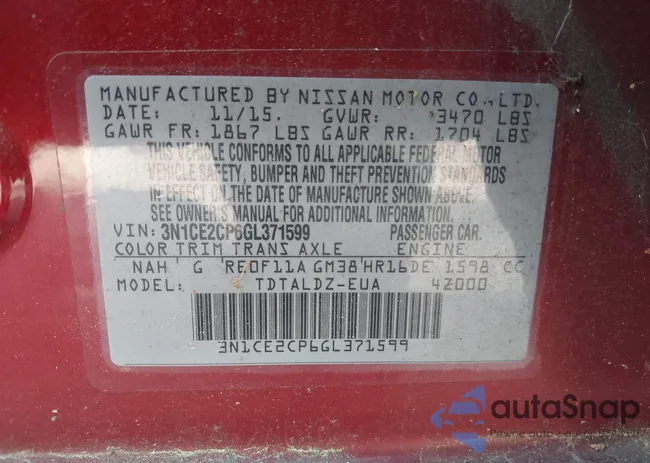 3N1CE2CP6GL371599: 42137979