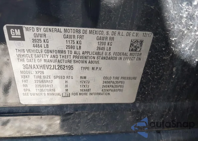 3GNAXHEV2JL262195: 42137224