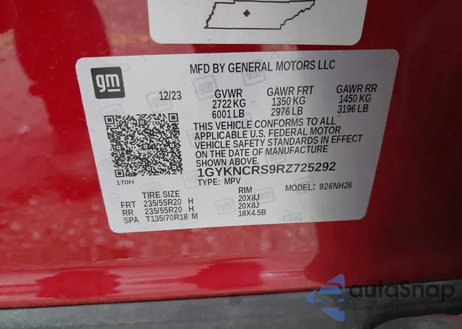 1GYKNCRS9RZ725292: 42138212