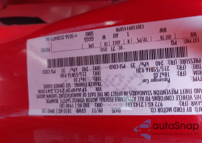 1FAHP3F21CL241308: 42138416