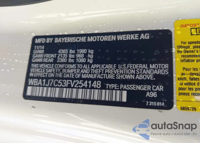 WBA1J7C53FV254148: 42139916