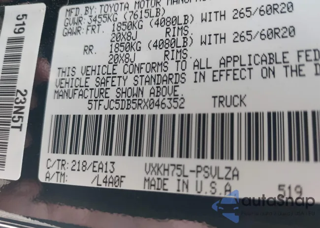 5TFJC5DB5RX046352: 42139232