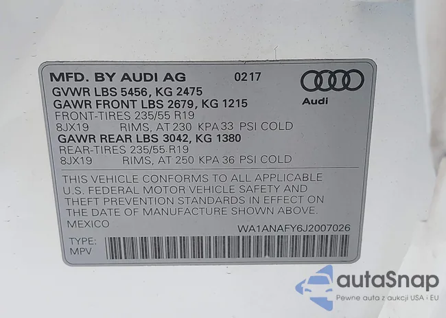 WA1ANAFY6J2007026: 42139318