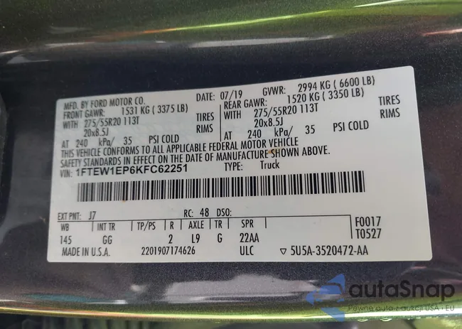 1FTEW1EP6KFC62251: 42140867