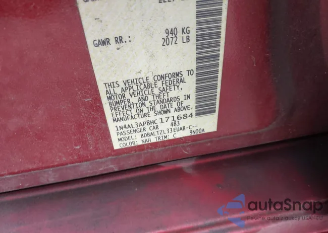 1N4AL3AP8HC171684: 42140256