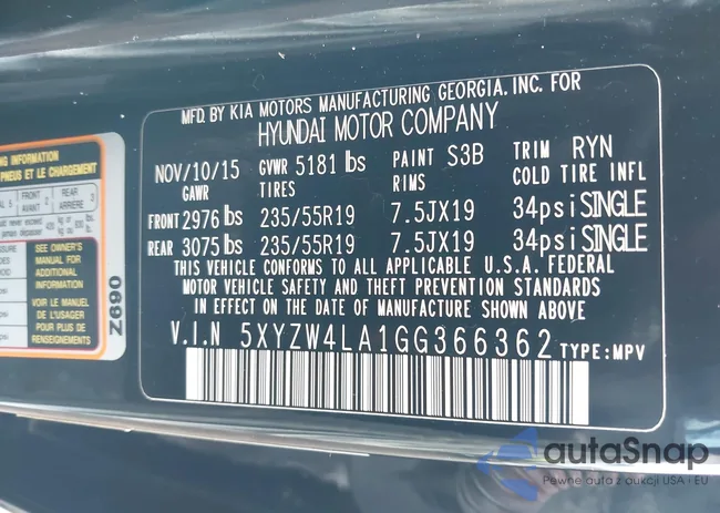 5XYZW4LA1GG366362: 42140322