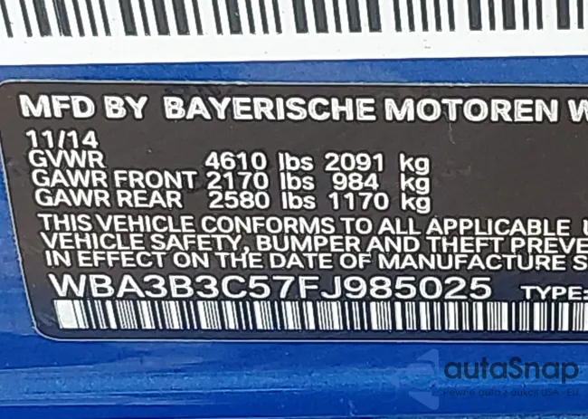 WBA3B3C57FJ985025: 42140398