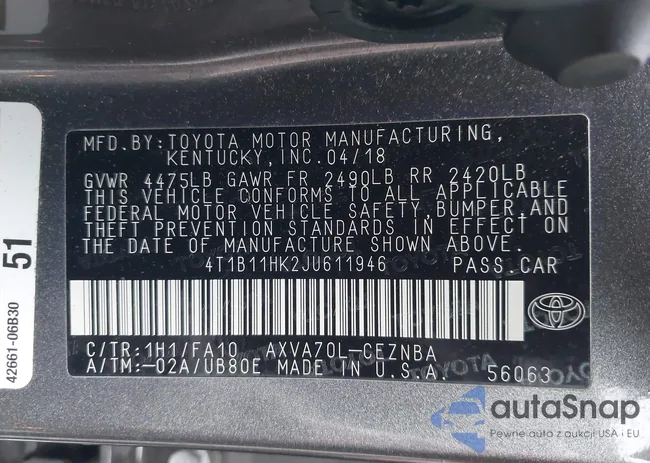 4T1B11HK2JU611946: 42141519