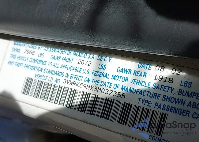 3VWRK69MX3M037355: 42141665