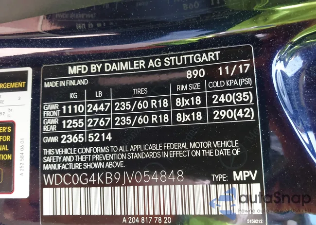 WDC0G4KB9JV054848: 42141942