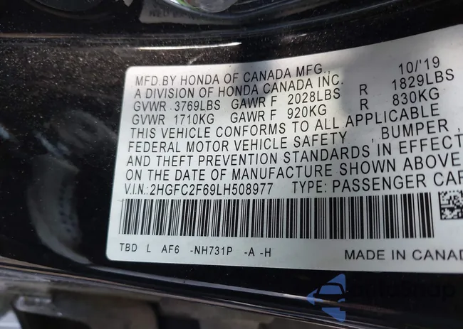 2HGFC2F69LH508977: 42141969