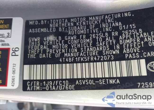 4T4BF1FK5FR472073: 42142018