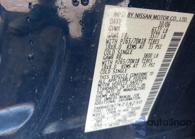 1N6BA07B77N214250: 42142029