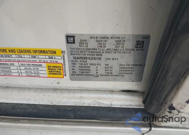 5GAKRCKD1EJ243190: 42141166