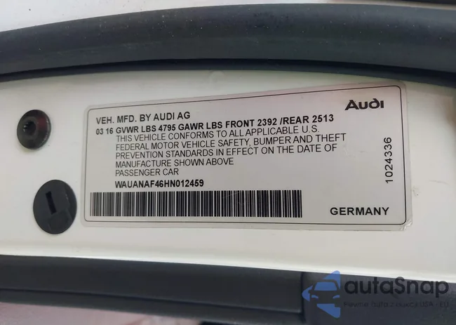 WAUANAF46HN012459: 42142572