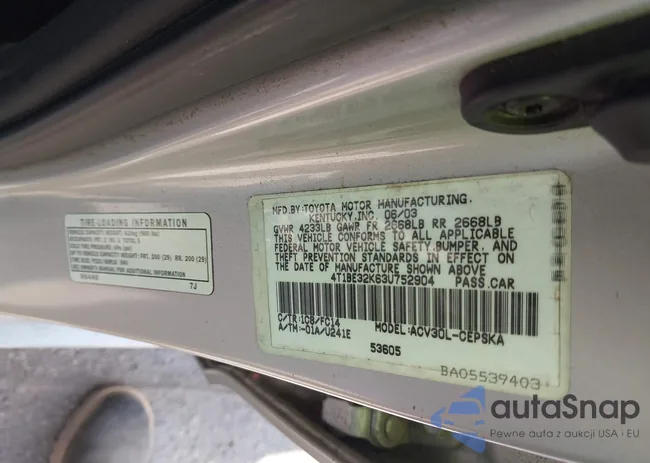 4T1BE32K63U752904: 42142677