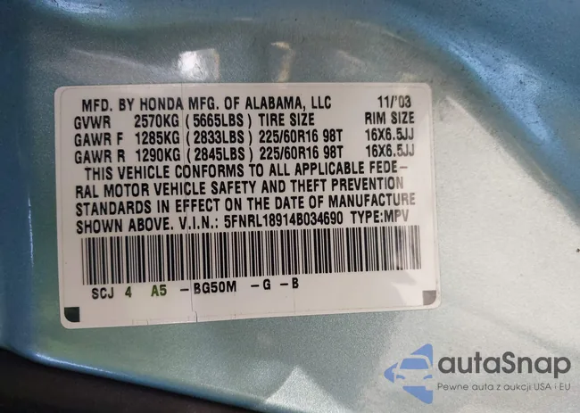 5FNRL18914B034690: 42142693