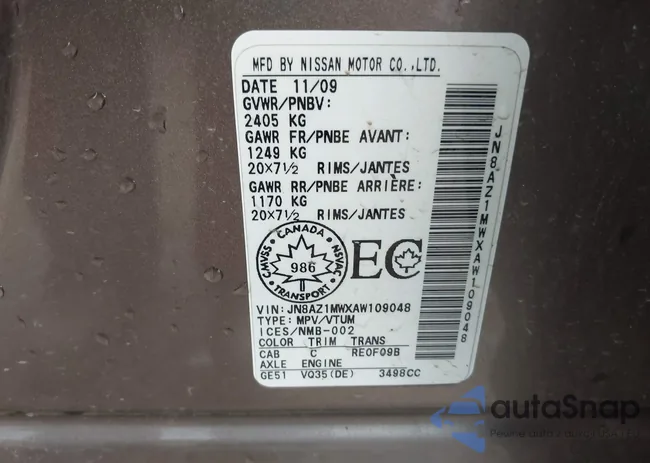 JN8AZ1MWXAW109048: 42142945