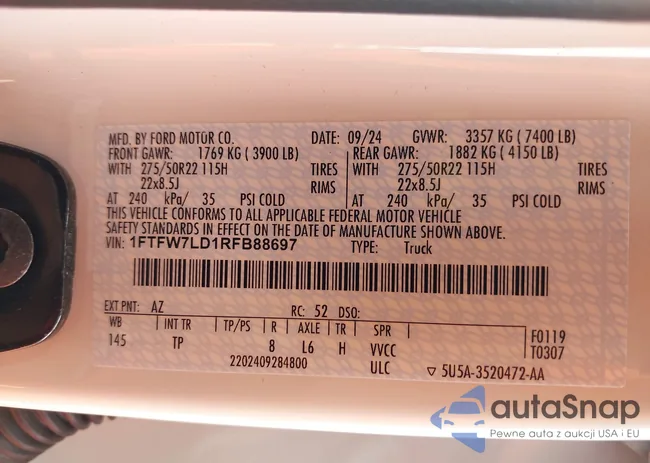 1FTFW7LD1RFB88697: 42143029