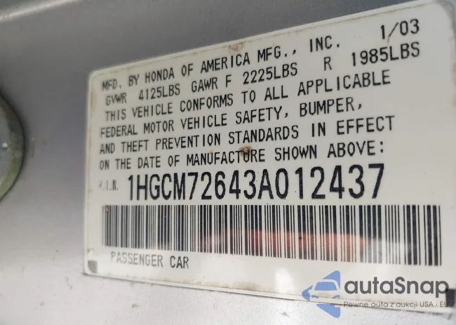 1HGCM72643A012437: 42143539