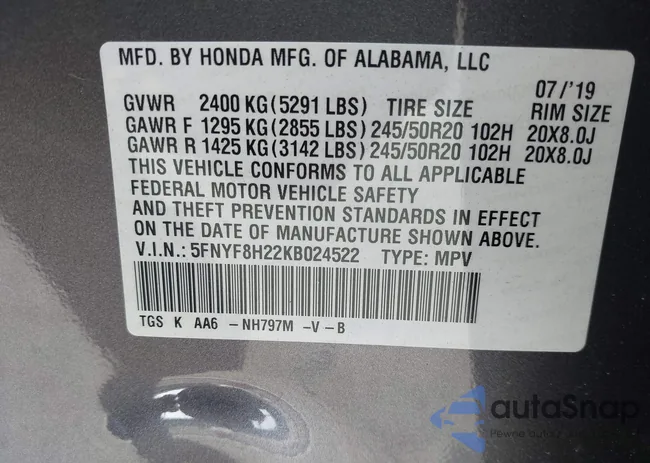 5FNYF8H22KB024522: 42143611