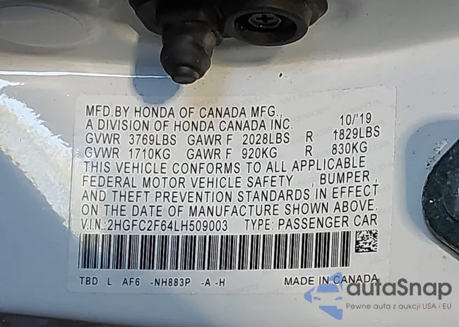 2HGFC2F64LH509003: 42143661