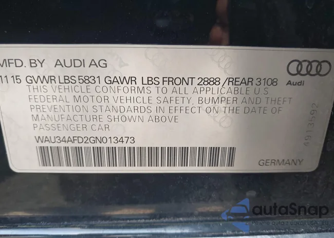 WAU34AFD2GN013473: 42143677