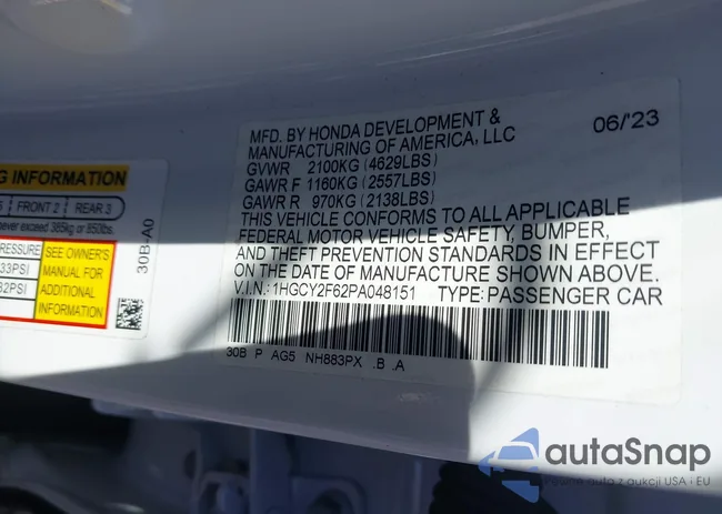 1HGCY2F62PA048151: 42143888