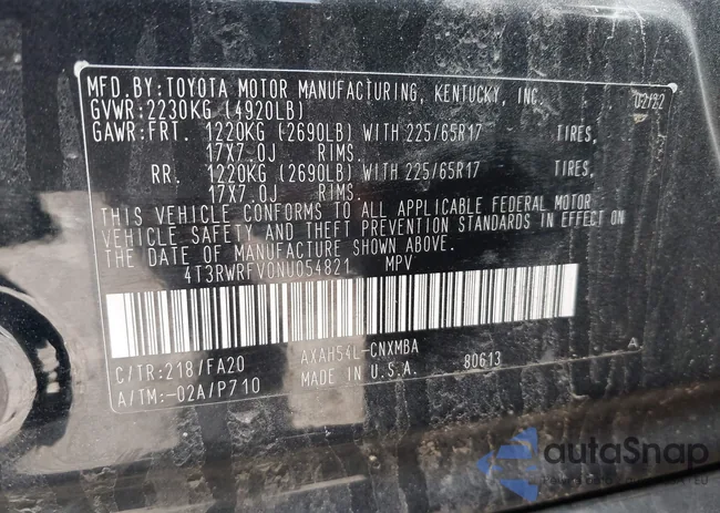 4T3RWRFV0NU054821: 42144555