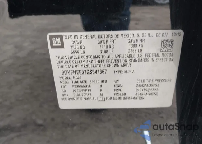 3GYFNEE37GS541667: 42144717