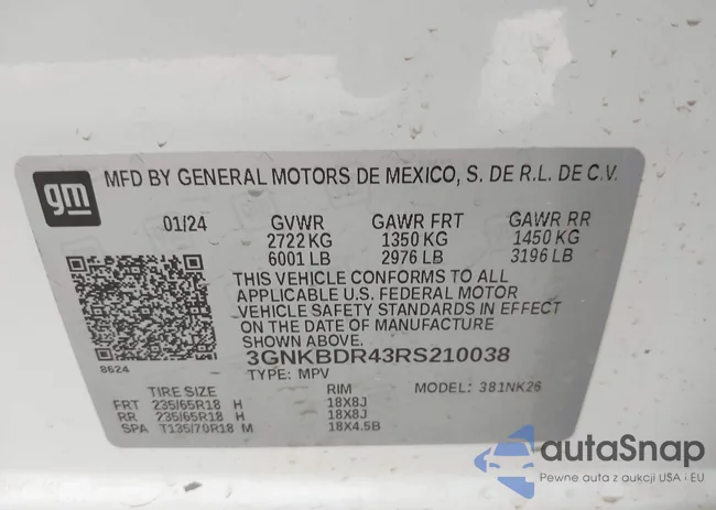 3GNKBDR43RS210038: 42144722