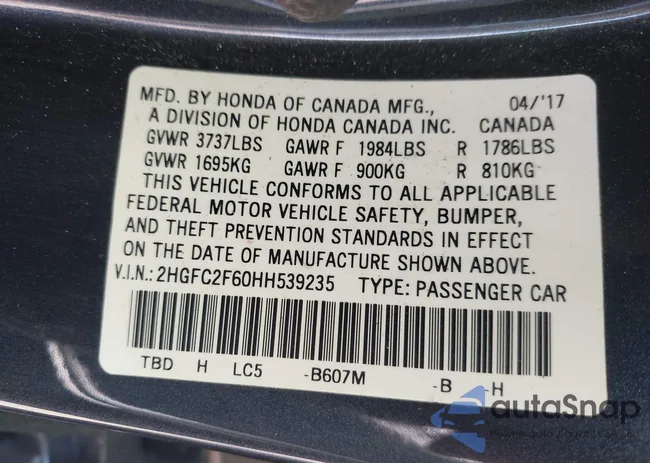 2HGFC2F60HH539235: 42144212