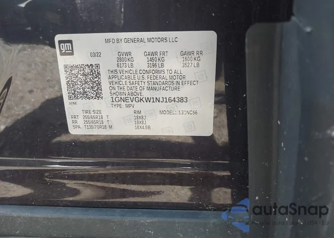 1GNEVGKW1NJ164383: 42144426