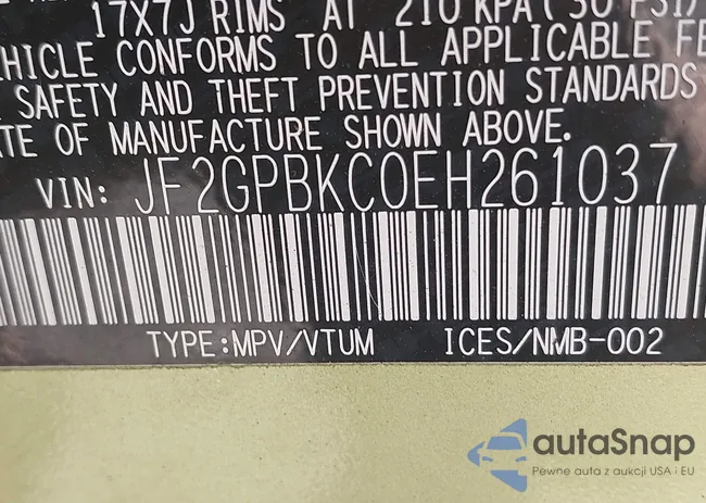 JF2GPBKC0EH261037: 42145837