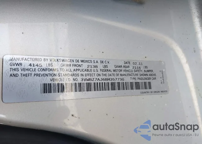 3VWBZ7AJ6BM357730: 42145881