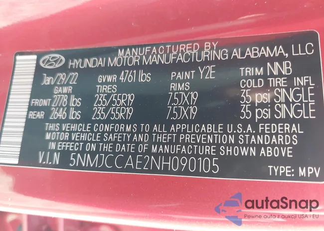 5NMJCCAE2NH090105: 42145889