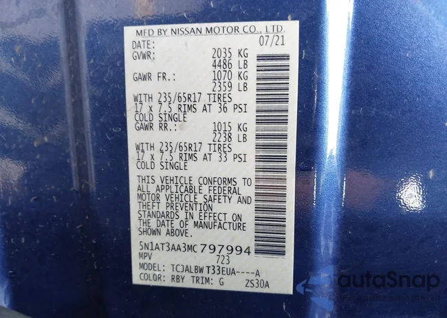 5N1AT3AA3MC797994: 42145994