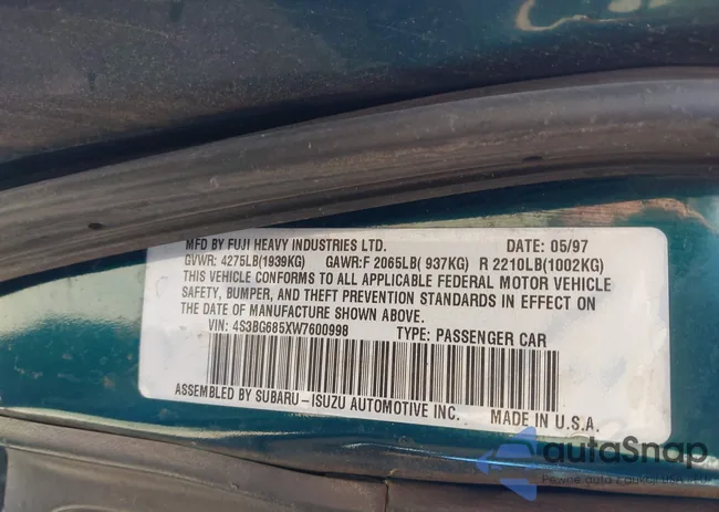 4S3BG685XW7600998: 42146032