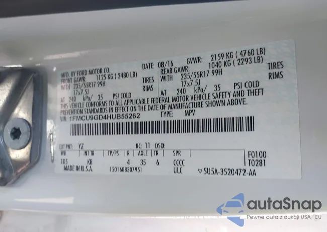 1FMCU9GD4HUB55262: 42146088