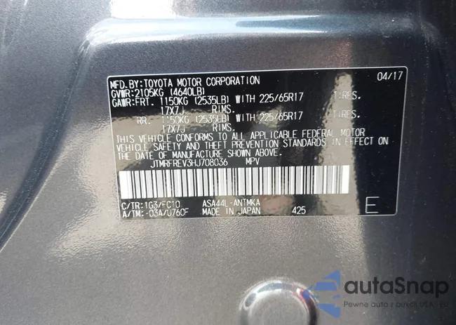 JTMRFREV3HJ708036: 42145169