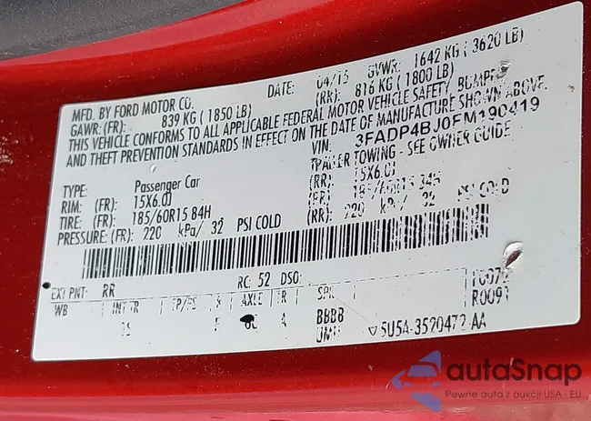 3FADP4BJ0FM190419: 42145345