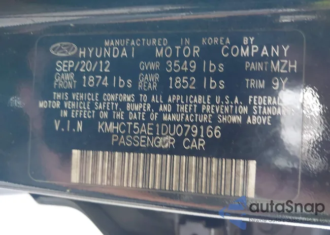 KMHCT5AE1DU079166: 42145459