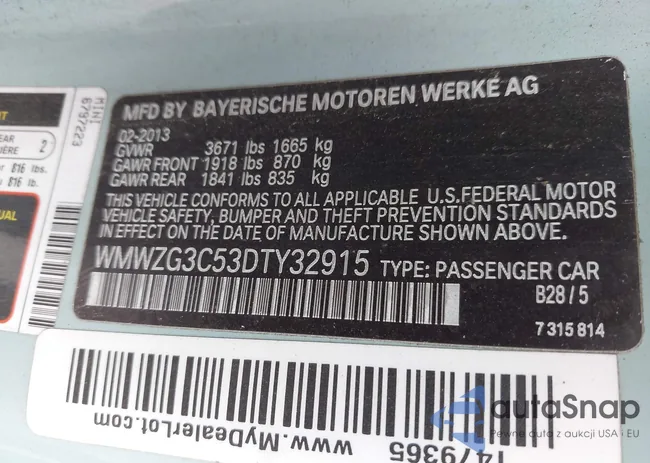 WMWZG3C53DTY32915: 42146549