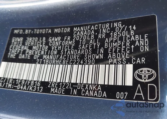 2T1BURHE8EC224390: 42146615