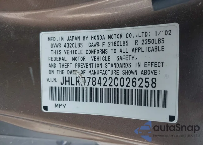 JHLRD78422C026258: 42146627